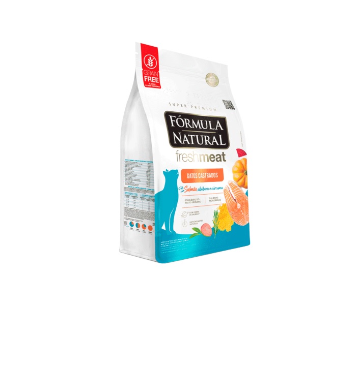 Ração Fórmula Natural Fresh Meat Gatos Castrados Salmão 10,1Kg Pac. Indiv. De 50