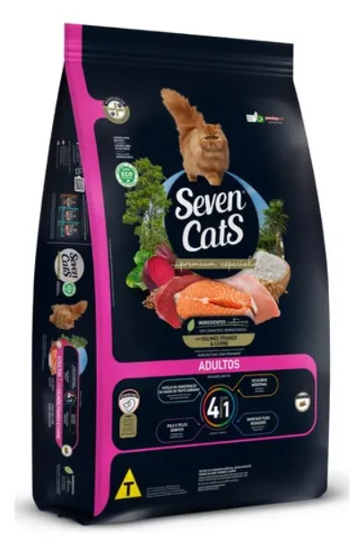 Ração Seven Cats Gato Adulto Salmão Carne Frango 10,1Kg