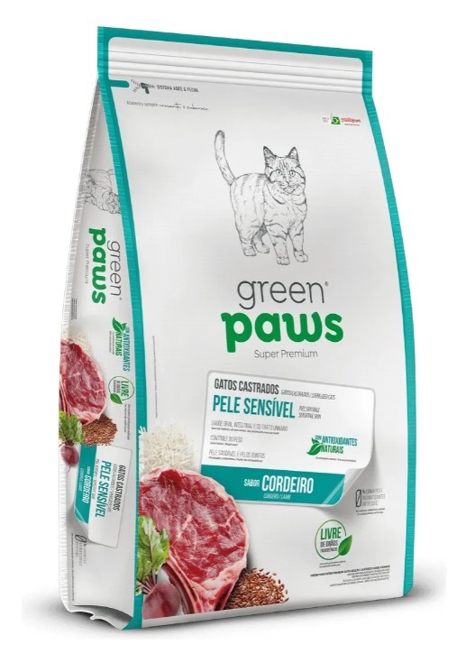 Ração Green Paws Gato Castrado Cordeiro 1,5Kg